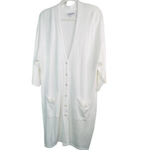 Elizabeth and James White Knit long Cardigan Size XL